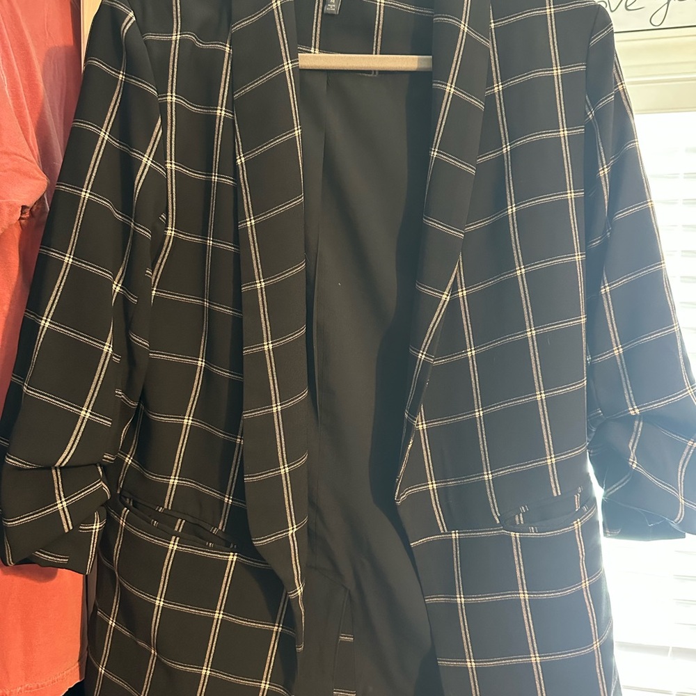 Madison Black and White Checkered Blazer